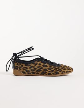 ASOS DESIGN ASOS DESIGN Liquorice lace up ballets in leopard-MULTI