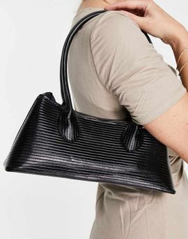 ASOS DESIGN ASOS DESIGN lizard effect shoulder bag with elongated straps in black