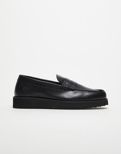 ASOS DESIGN ASOS DESIGN loafers in black leather with wedge sole