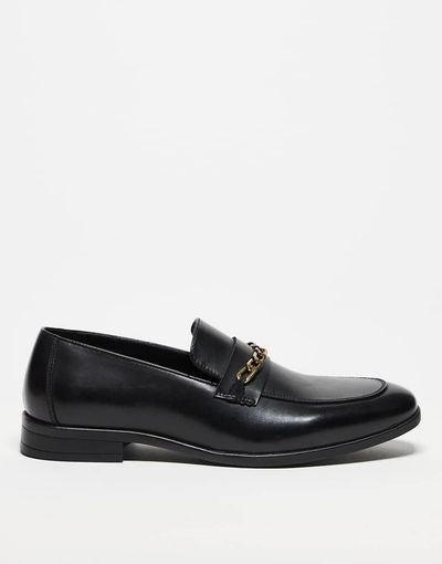 ASOS DESIGN ASOS DESIGN loafers in black with gold chain