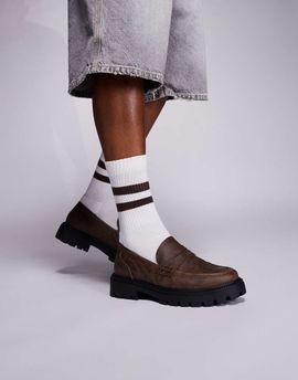 ASOS DESIGN ASOS DESIGN loafers in brown with western stitch detail