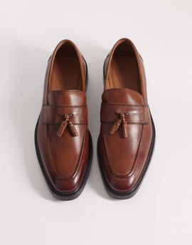 ASOS DESIGN ASOS DESIGN loafers with angled sole in tan leather-Black