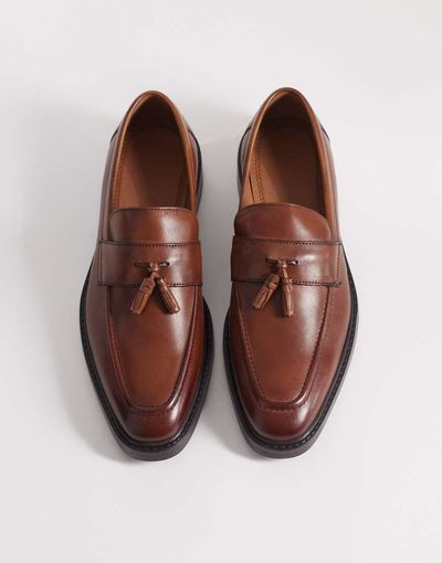 ASOS DESIGN ASOS DESIGN loafers with angled sole in tan leather-Black
