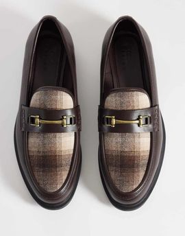 ASOS DESIGN ASOS DESIGN loafers with snaffle and plaid apron in brown
