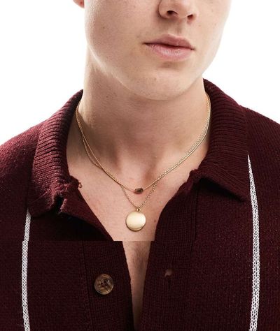 ASOS DESIGN ASOS DESIGN locket pendant 2 pack necklace in gold