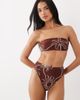 ASOS DESIGN ASOS DESIGN Logan high leg high waist bikini bottoms in chocolate palm print-Brown - 1