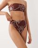 ASOS DESIGN ASOS DESIGN Logan high leg high waist bikini bottoms in chocolate palm print-Brown - 2