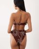 ASOS DESIGN ASOS DESIGN Logan high leg high waist bikini bottoms in chocolate palm print-Brown - 3