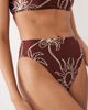 ASOS DESIGN ASOS DESIGN Logan high leg high waist bikini bottoms in chocolate palm print-Brown - 4