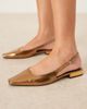 ASOS DESIGN ASOS DESIGN Logan slingback ballet flats in bronze satin-Gold - 1