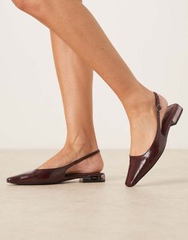 ASOS DESIGN ASOS DESIGN Logan slingback ballet flats in burgundy-Red