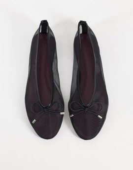 ASOS DESIGN ASOS DESIGN Lola soft bow detail ballet flats in black mesh