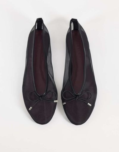 ASOS DESIGN ASOS DESIGN Lola soft bow detail ballet flats in black mesh