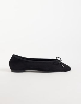 ASOS DESIGN ASOS DESIGN Lola soft bow detail ballet flats in black suedette