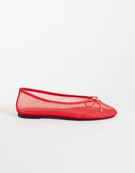 ASOS DESIGN ASOS DESIGN Lola soft bow detail ballet flats in red mesh