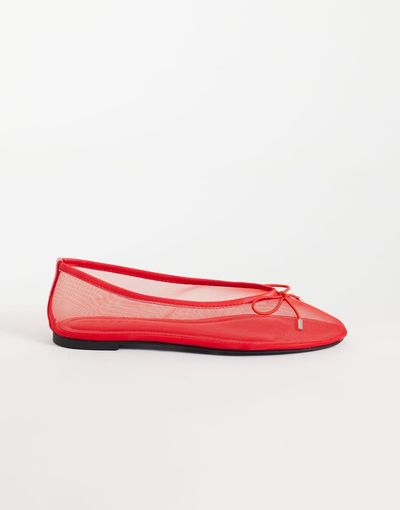 ASOS DESIGN ASOS DESIGN Lola soft bow detail ballet flats in red mesh