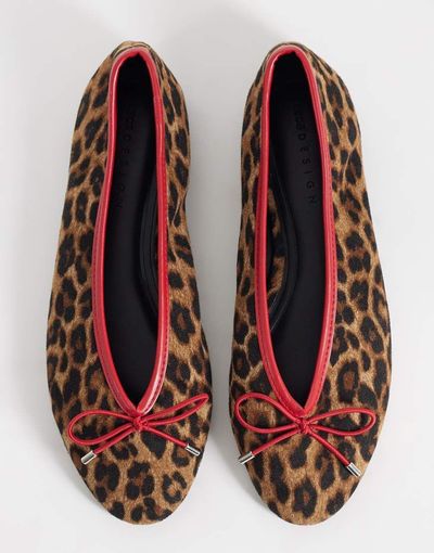 ASOS DESIGN ASOS DESIGN Lola soft bow detail ballets in leopard and red-MULTI