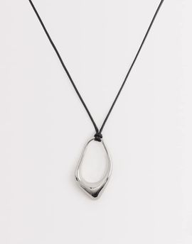 ASOS DESIGN ASOS DESIGN long corded necklace with abstract pendant in silver tone