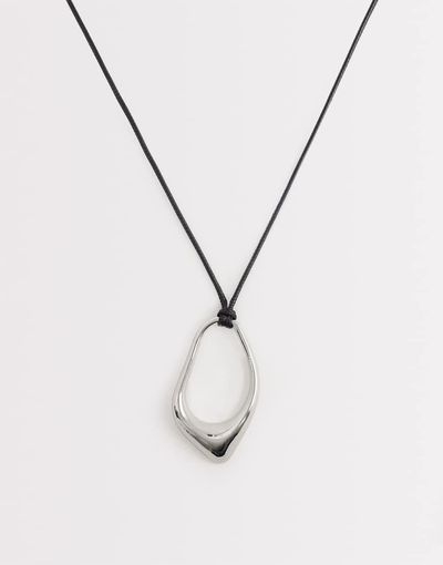 ASOS DESIGN ASOS DESIGN long corded necklace with abstract pendant in silver tone