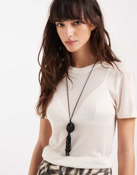 ASOS DESIGN ASOS DESIGN long corded necklace with tassel pendant in black