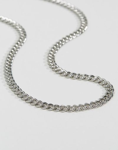 ASOS DESIGN ASOS DESIGN long curb chain necklace in silver tone