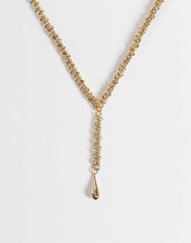 ASOS DESIGN ASOS DESIGN long lariat necklace with chunky chain detail in gold tone