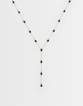 ASOS DESIGN ASOS DESIGN long lariat necklace with multi stone detail in gold tone
