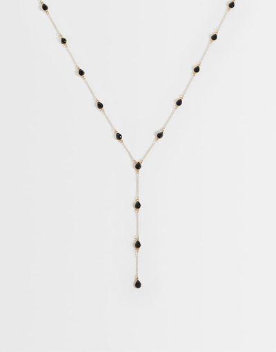 ASOS DESIGN ASOS DESIGN long lariat necklace with multi stone detail in gold tone