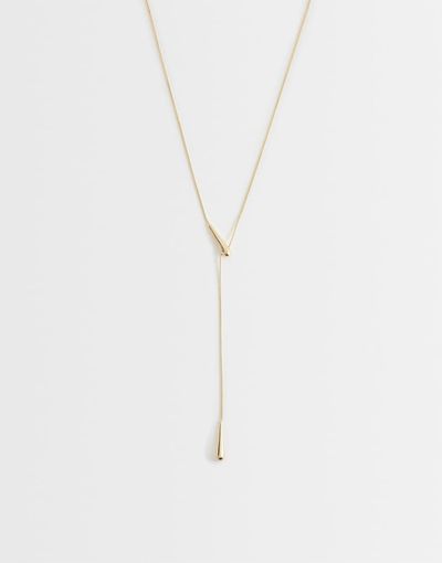 ASOS DESIGN ASOS DESIGN long lariat necklace with teardrop pendant in gold tone