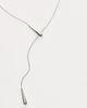 ASOS DESIGN ASOS DESIGN long lariat necklace with teardrop pendant in silver tone - 3