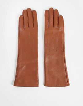 ASOS DESIGN ASOS DESIGN long leather gloves in dark tan-Brown