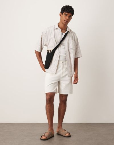 ASOS DESIGN ASOS DESIGN long length denim jort in ecru-White