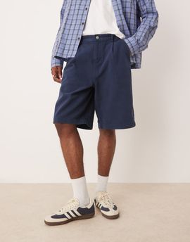 ASOS DESIGN ASOS DESIGN long length pleated shorts in navy