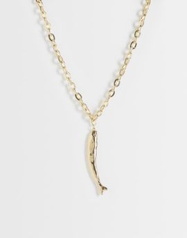 ASOS DESIGN ASOS DESIGN long necklace with sardine pendant in gold tone