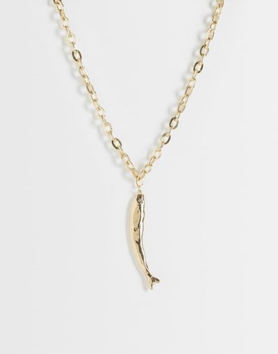 ASOS DESIGN ASOS DESIGN long necklace with sardine pendant in gold tone