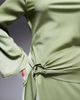 ASOS DESIGN ASOS DESIGN long sleeve bias cut satin maxi dress with d-ring buckle in soft green - 3