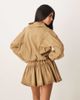 ASOS DESIGN ASOS DESIGN long sleeve blouson tie waist mini shirt dress in washed gold - 2