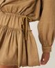 ASOS DESIGN ASOS DESIGN long sleeve blouson tie waist mini shirt dress in washed gold - 3