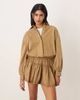 ASOS DESIGN ASOS DESIGN long sleeve blouson tie waist mini shirt dress in washed gold - 4