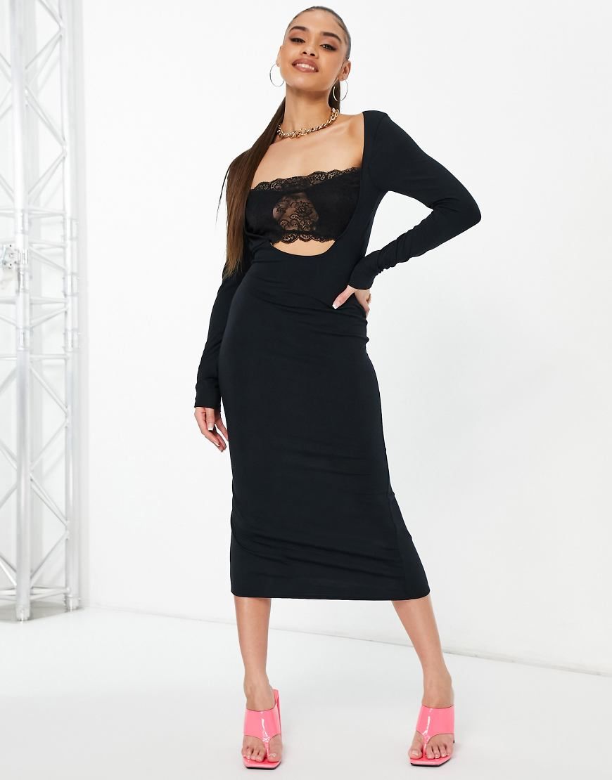 asos bodycon dress with long sleeve DESIGN seasonal dressing. FLEUR DROP 4 Light Blue Ruffled Prom Size:Custom Order