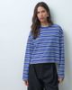 ASOS DESIGN ASOS DESIGN long sleeve boxy cropped t-shirt in blue & cream stripe-MULTI - 1