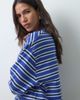 ASOS DESIGN ASOS DESIGN long sleeve boxy cropped t-shirt in blue & cream stripe-MULTI - 2