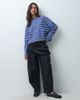 ASOS DESIGN ASOS DESIGN long sleeve boxy cropped t-shirt in blue & cream stripe-MULTI - 3