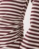 ASOS DESIGN ASOS DESIGN long sleeve cinched waist mini dress in buttermilk and chocolate stripes-Multi - 3
