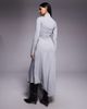 ASOS DESIGN ASOS DESIGN long sleeve double layer handkerchief hem midi dress in heather gray - 3