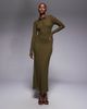 ASOS DESIGN ASOS DESIGN long sleeve double layer maxi dress in dark olive-Green - 1