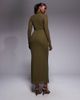 ASOS DESIGN ASOS DESIGN long sleeve double layer maxi dress in dark olive-Green - 2