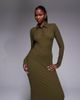 ASOS DESIGN ASOS DESIGN long sleeve double layer maxi dress in dark olive-Green - 4
