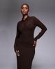ASOS DESIGN ASOS DESIGN long sleeve double layer midaxi dress in mole brown - 4