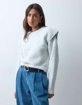 ASOS DESIGN ASOS DESIGN long sleeve knitted sweater with cap sleeve detail in gray